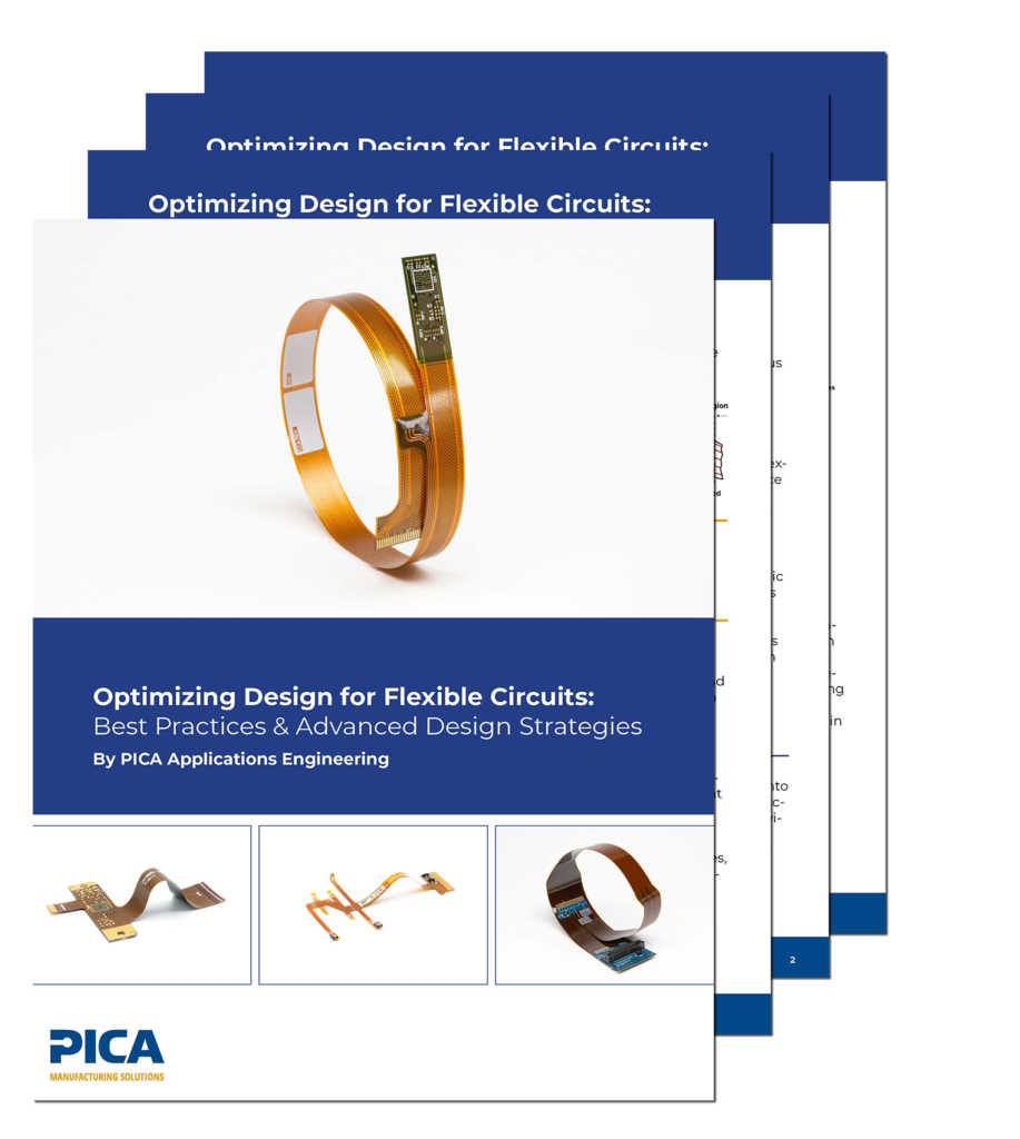 Cover of a white paper with four images of flexible printed circuit boards