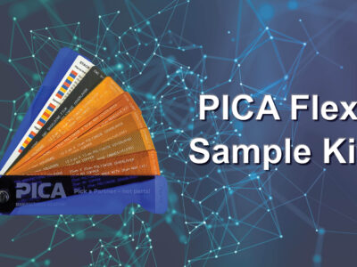 An image showcasing the PICA Flex Sample Kit, a collection of 1″ x 5″ flexible circuit samples designed to demonstrate various application-specific needs, including high-current handling, extreme flexibility, and impedance control. Each sample offers engineers a tangible reference to explore different flex stack-ups, materials, and design strategies