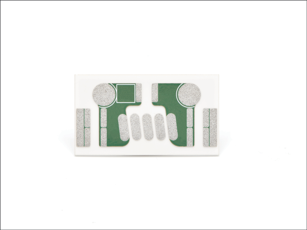 White Ceramic PCB with silver and green
