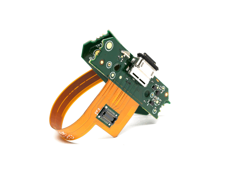 Rigid Flex PCB curled showing flexibility