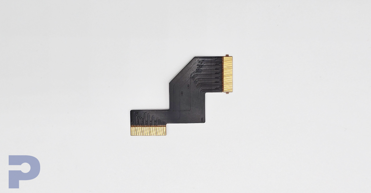 Small flex circuit with black EMI shielding