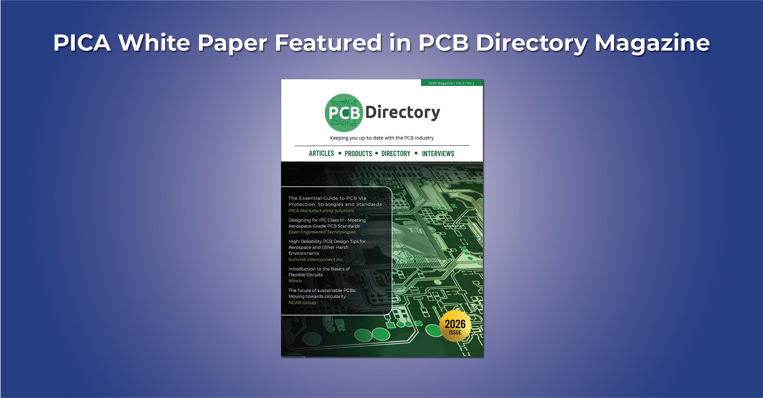 PICA Features white paper in PCB Directory Magazine